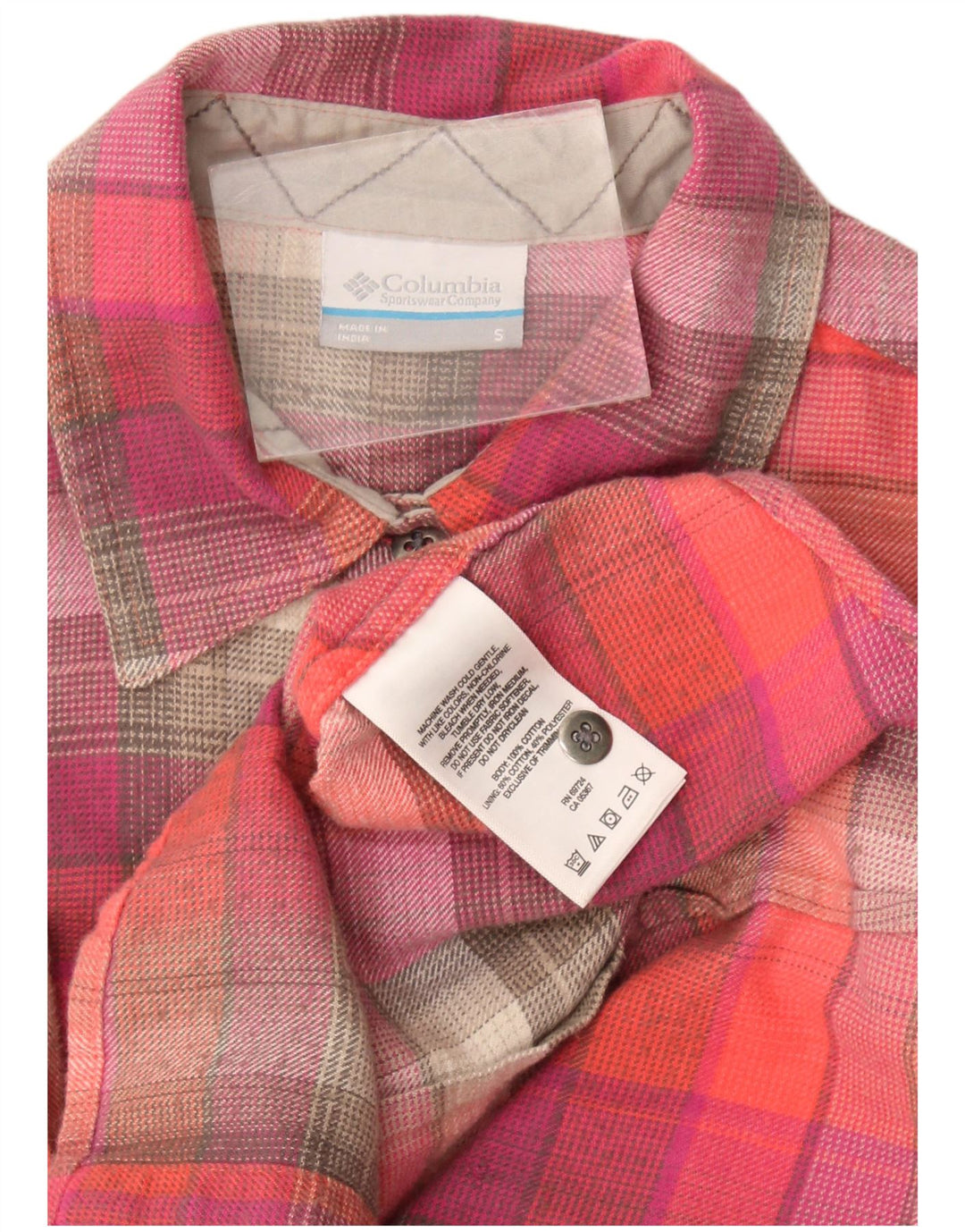 Columbia Dame Flannel Shirt UK 10 Lille rød ternet bomuld