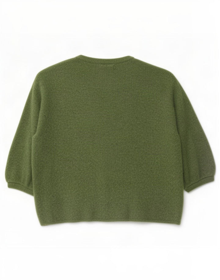 Vintage dame 3/4 ærmet oversized cardigan sweater UK 14 Medium Green