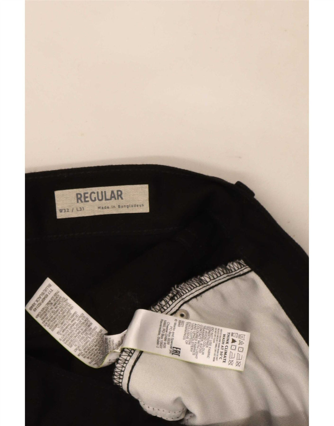 Marks & Spencer Herre Regular Fit Straight Jeans W32 L31 Sort Bomuld