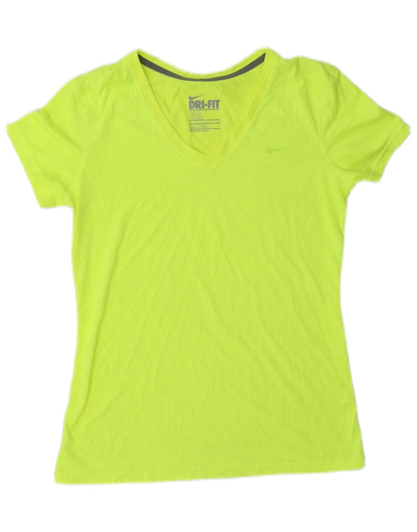 Nike Dame Dri Fit Regular T-Shirt Top UK 12 Medium Green