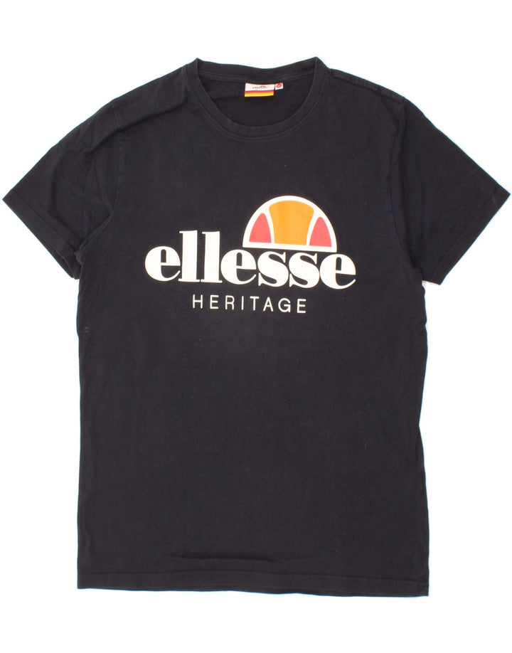 ELLESSE Mens Graphic T-Shirt Top Medium Navy Blue Cotton Vintage Ellesse and Second-Hand Ellesse from Messina Hembry 