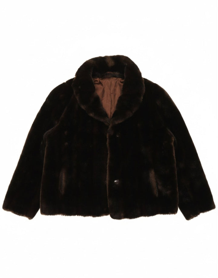 ASTRAKA Womens Oversized Faux Fur Jacket EU 44 XL Black Acrylic