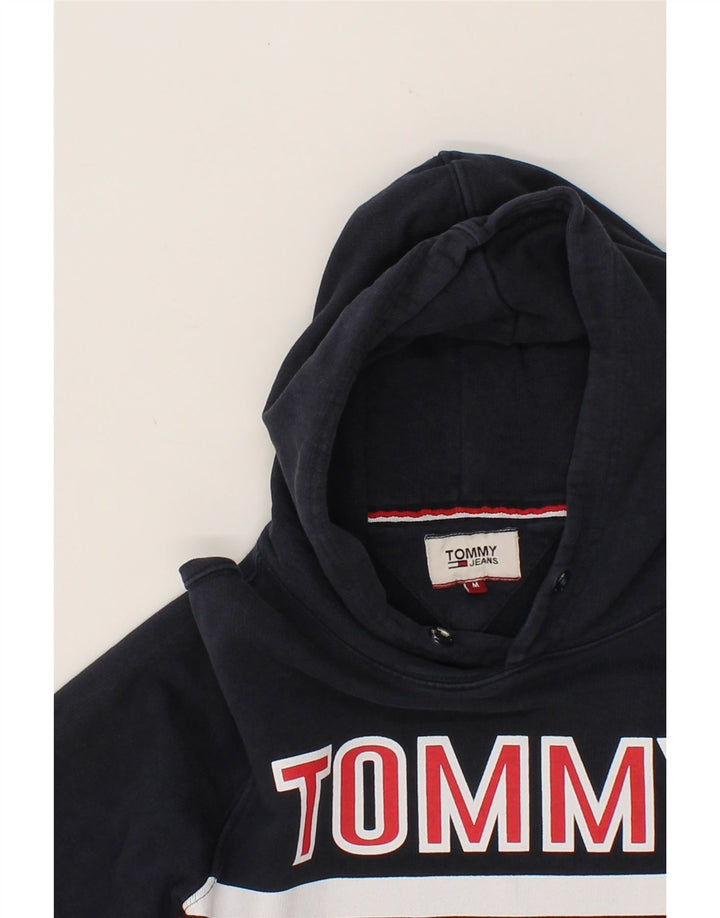 TOMMY JEANS Mens Graphic Hoodie Jumper Medium Navy Blue Cotton Vintage Tommy Jeans and Second-Hand Tommy Jeans from Messina Hembry 