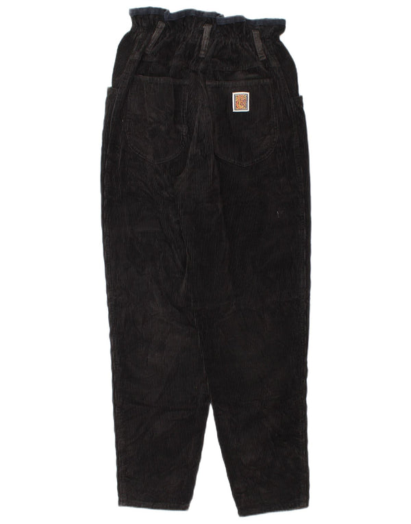 Vintage koniske fløjlsbukser til kvinder W29 L28 sort bomuld