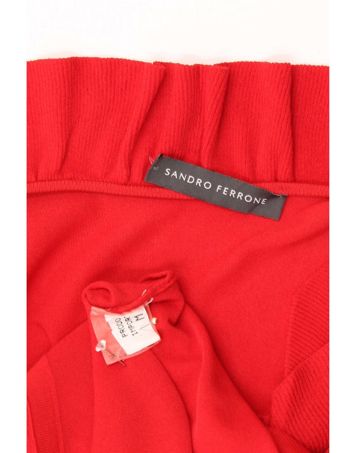 Sandro Ferrone Dame Flæse Front Bluse Top UK 12 Medium Rød Viscose