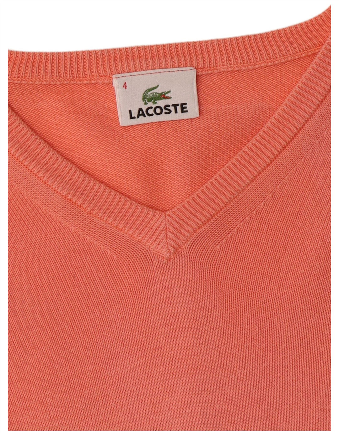 LACOSTE Herre V-hals sweater str. 4 Medium Orange