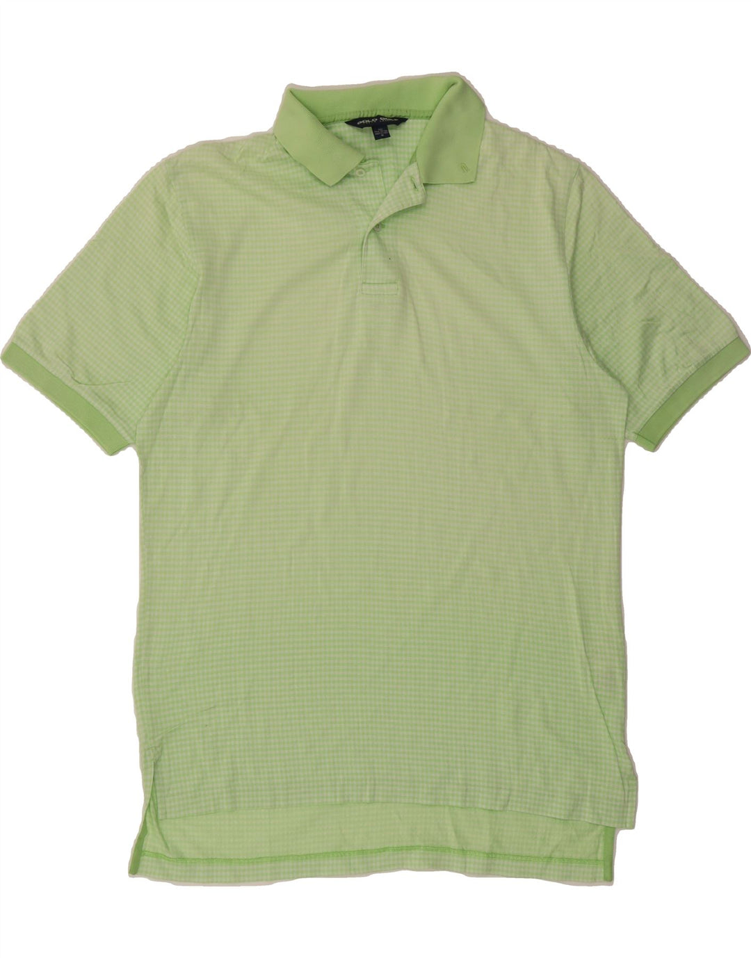 RALPH LAUREN Mens Polo Shirt Medium Green Check Cotton Classic Vintage Ralph Lauren and Second-Hand Ralph Lauren from Messina Hembry 