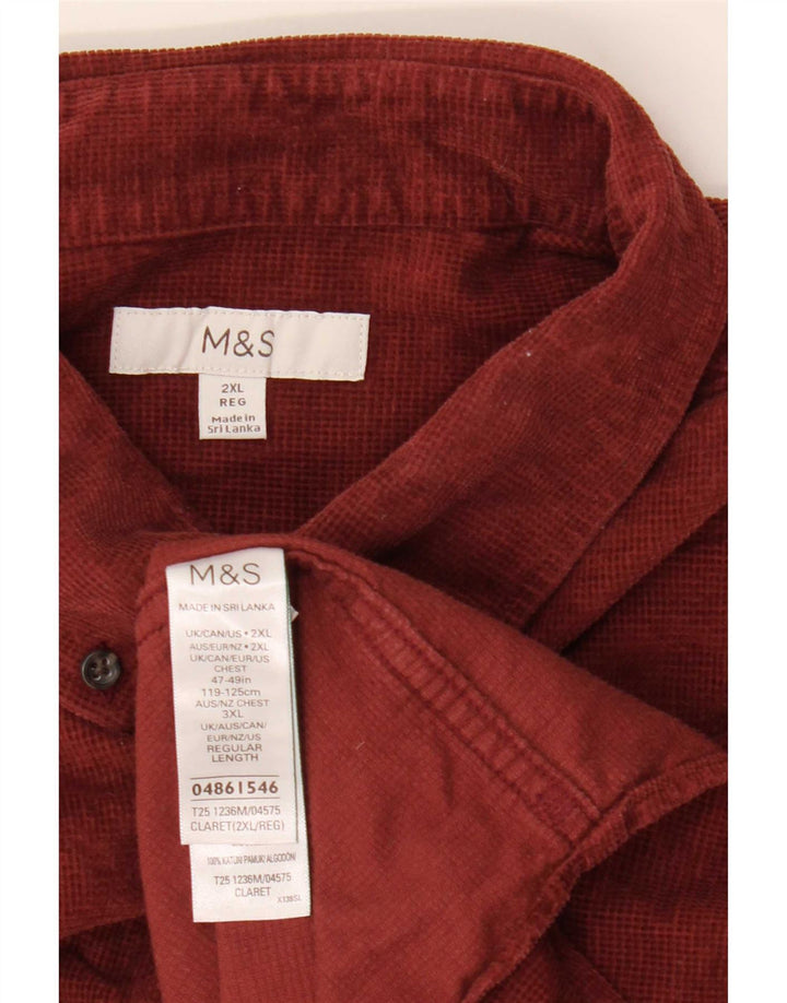 Marks & Spencer Herreskjorte 2XL Bourgogne bomuld