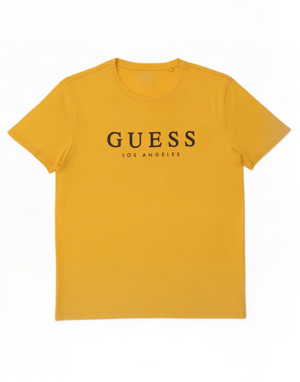 Guess Herre Grafisk T-Shirt Top XL Gul Bomuld