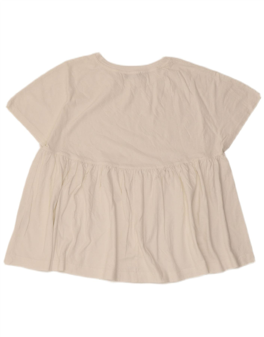 Zara Dame Oversized Bluse Top UK 10 Small White Bomuld