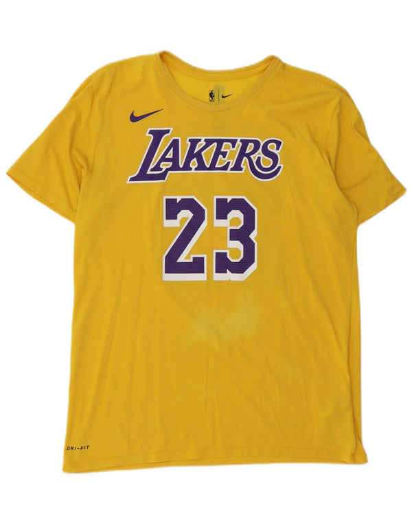 Nike Herre Los Angeles Lakers Grafisk T-Shirt Top Stor Gul Bomuld