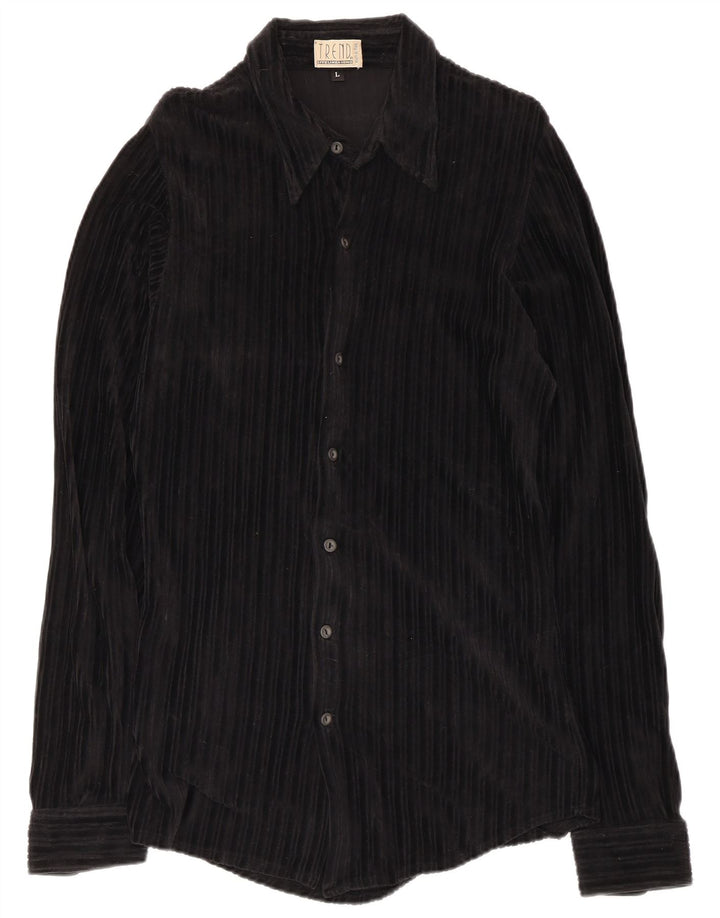 Trend Herre Corduroy Skjorte Large Sort