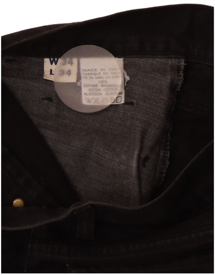 BENETTON Straight jeans til mænd W34 L29 sort bomuld