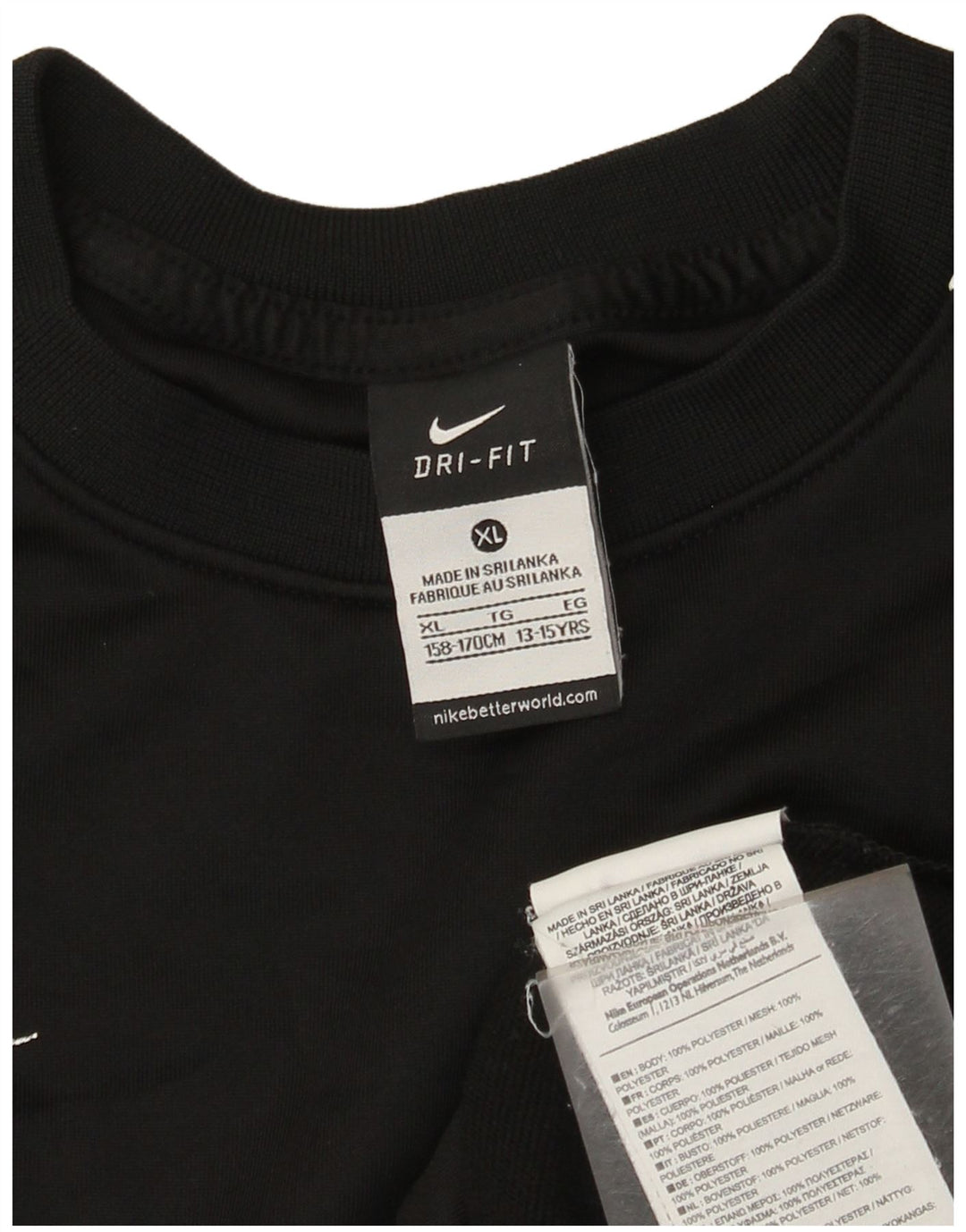 Nike drenge Dri Fit grafisk top langærmet 13-14 år XL sort polyester