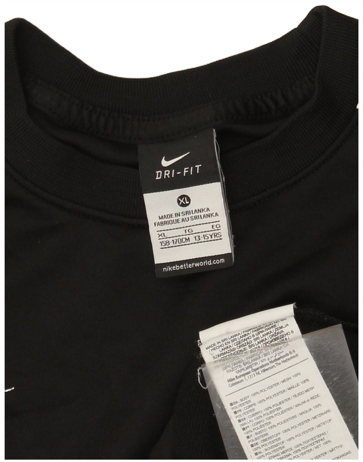 Nike drenge Dri Fit grafisk top langærmet 13-14 år XL sort polyester