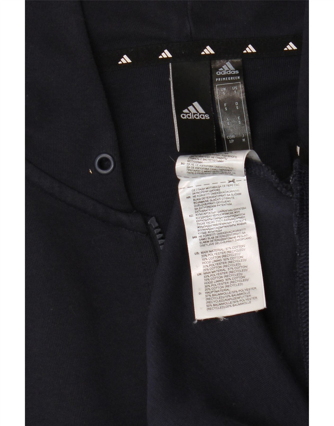 ADIDAS Mens Zip Hoodie Sweater Small Navy Blue Cotton