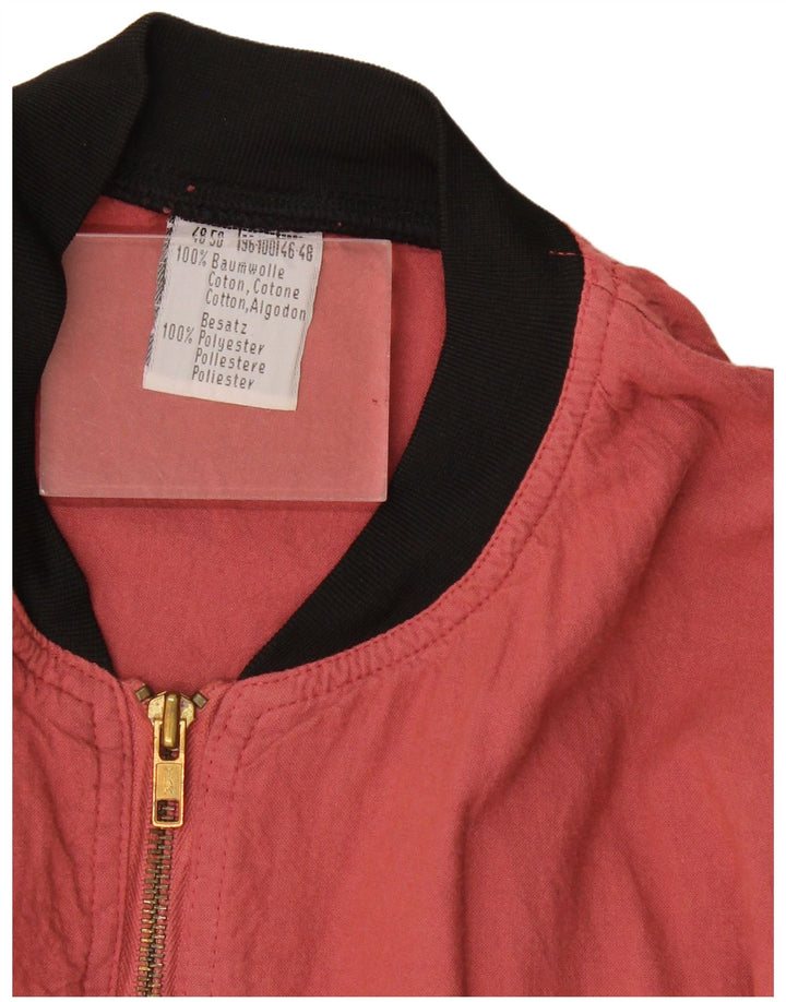 Vintage Herre Loose Fit Bomber Jacket IT 48/50 Medium Rød Bomuld