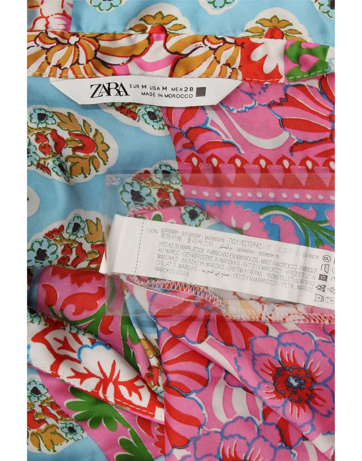 Zara Langærmet Bluse Top UK 14 Medium Flerfarvet Patchwork