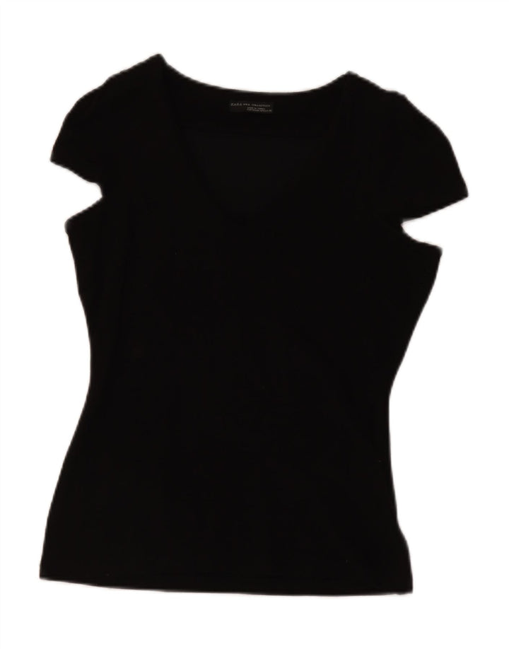 ZARA Damebluse Top UK 12 Medium Sort Viscose