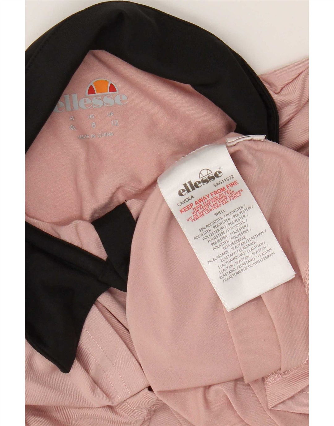 Ellesse Dame Polo Shirt UK 12 Medium Pink Colourblock Polyester