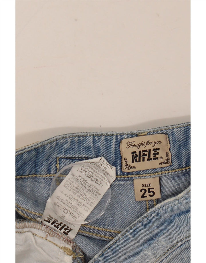 Rifle Dame Distressed Denim Shorts W25 XS Blå Bomuld
