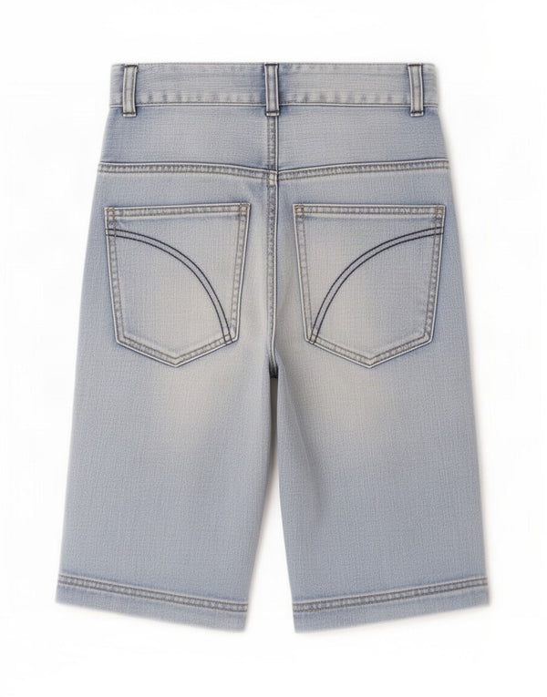 Benetton Boys Denim Shorts 10-11 år XL W26 Blå Bomuld