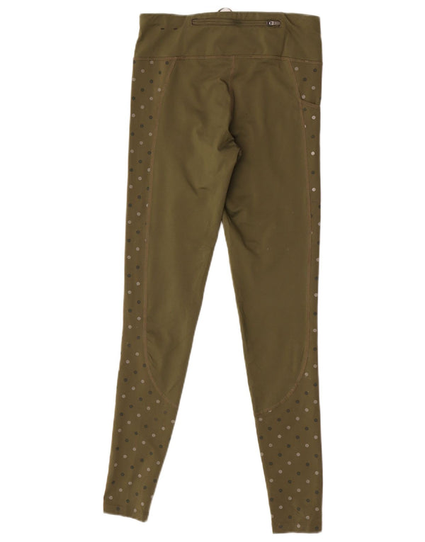 Nike Dame Dri Fit Leggings UK 4 XS Khaki Polka Dot Polyester