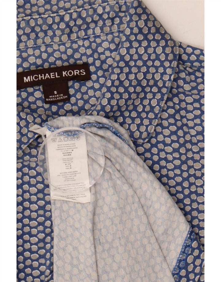 Michael Kors Kortærmet Herre Pullover Shirt Lille blå plettet bomuld
