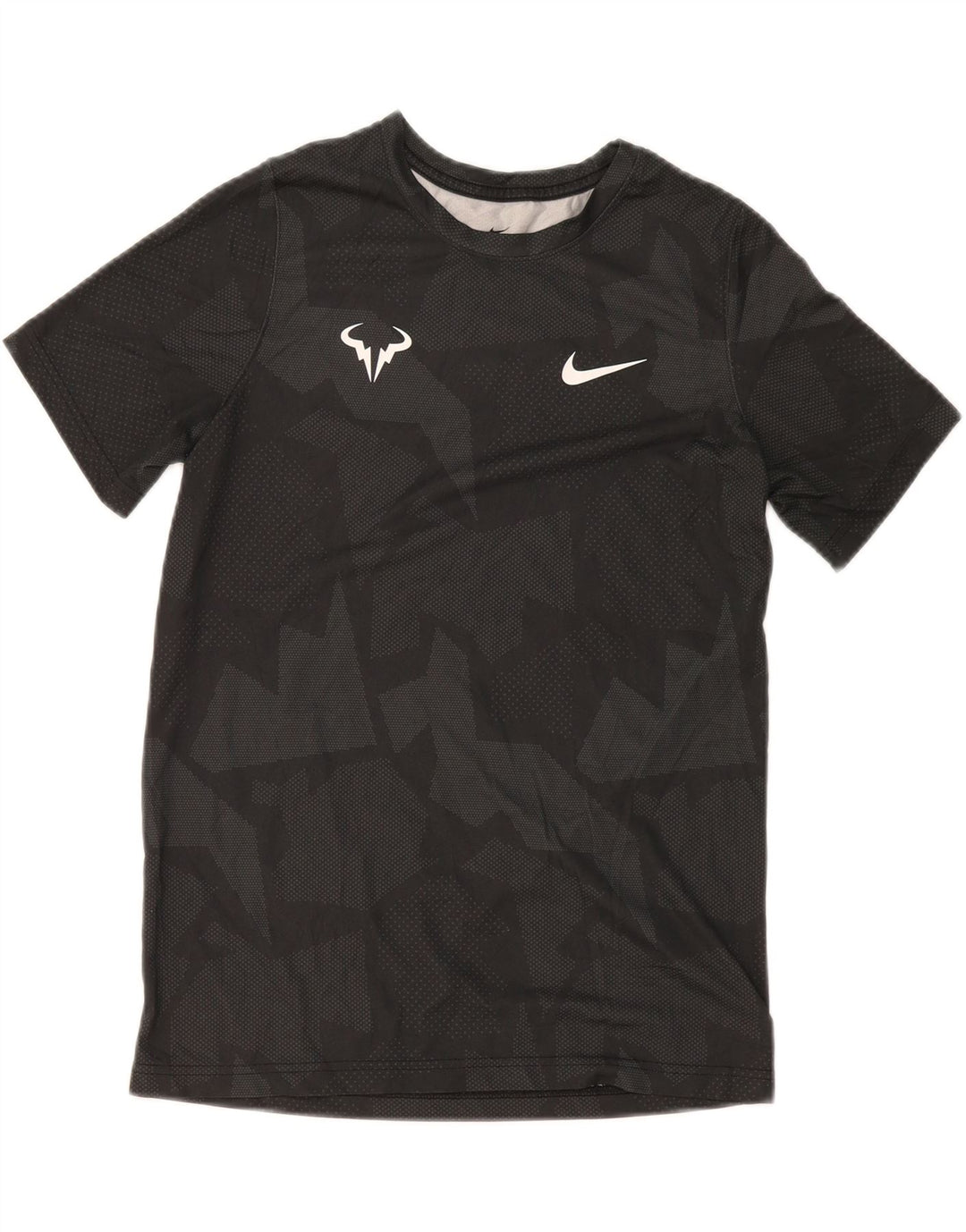 Nike Boys Rafa T-Shirt Top 13-14 Years XL Grey Geometric Polyester