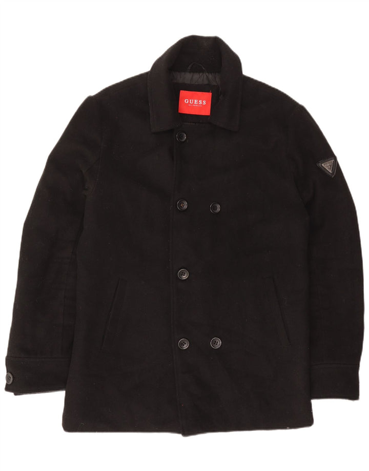 Guess Herre Pea Coat UK 40 Large Black Polyester