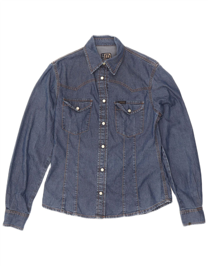 BOOSLEY Dame Denim Shirt UK 12 Medium Blue Cotton