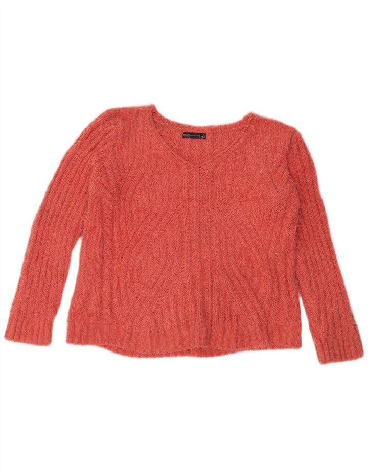 Marks & Spencer Dame V-hals sweater UK 18 XL Orange Polyester