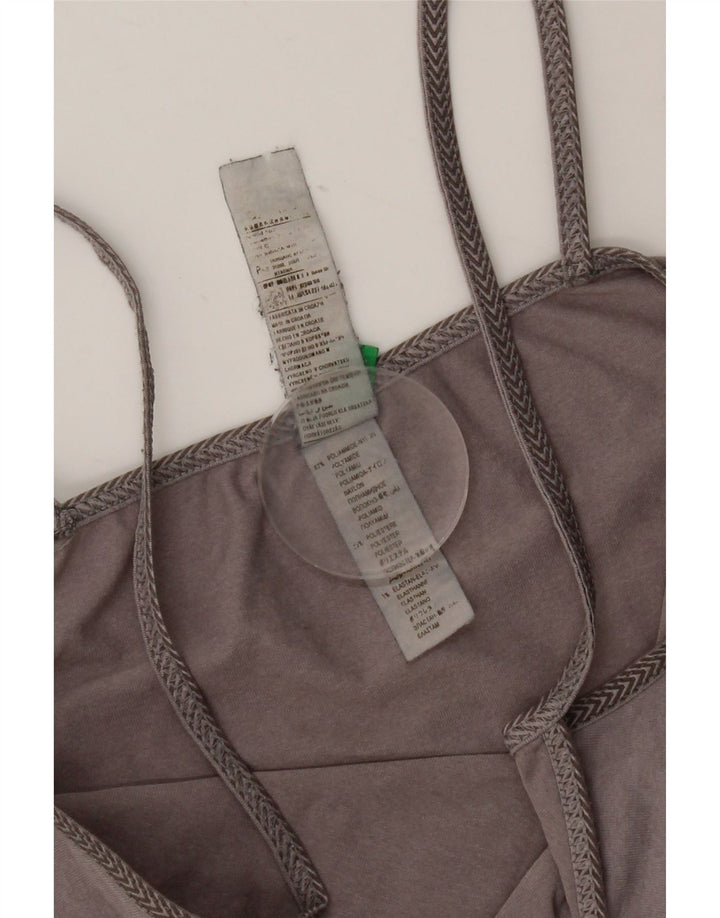 Benetton Womens Crop Cami Top UK 8 Small Grå Polyamid