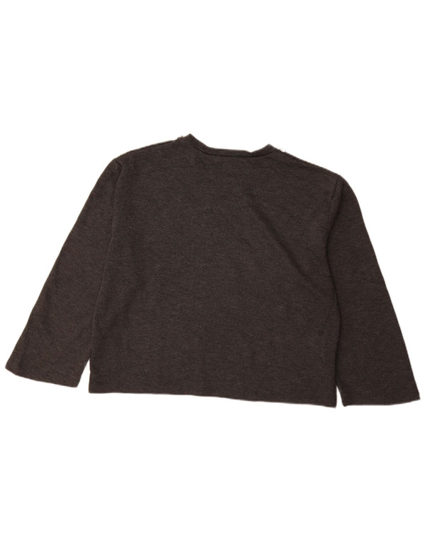 ZARA Womens Crop 3/4-ærmet bådhalstrøje trøje UK 14 mellemgrå