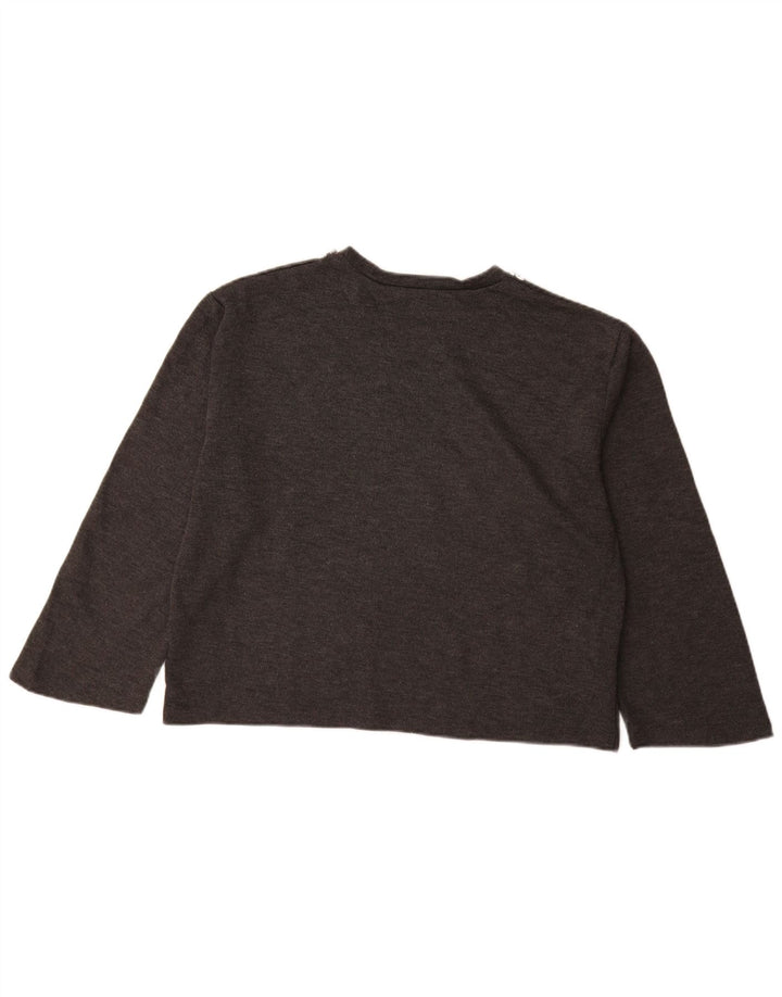 ZARA Womens Crop 3/4-ærmet bådhalstrøje trøje UK 14 mellemgrå