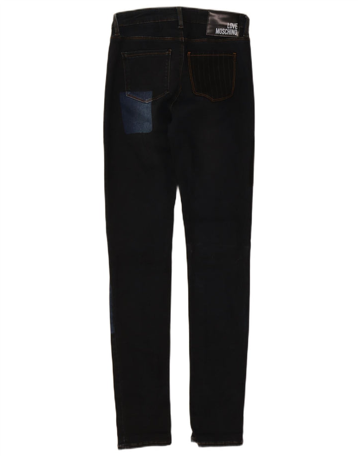 Moschino Dame Skinny Jeans W26 L31 Marineblå Patchwork Bomuld