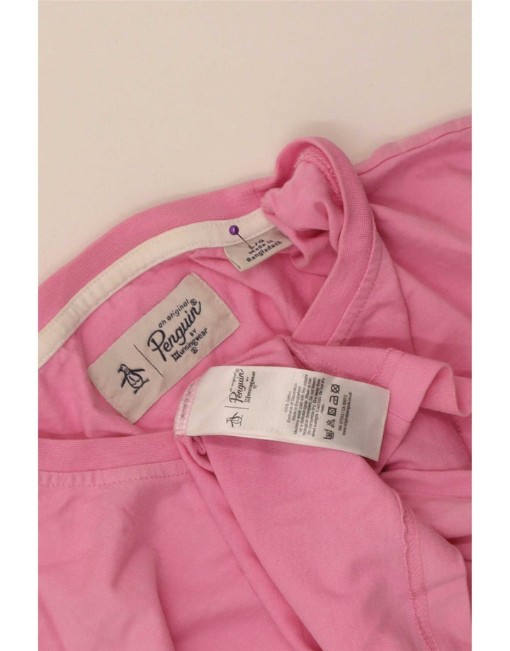 Penguin Herre T-Shirt Top Stor Pink Bomuld