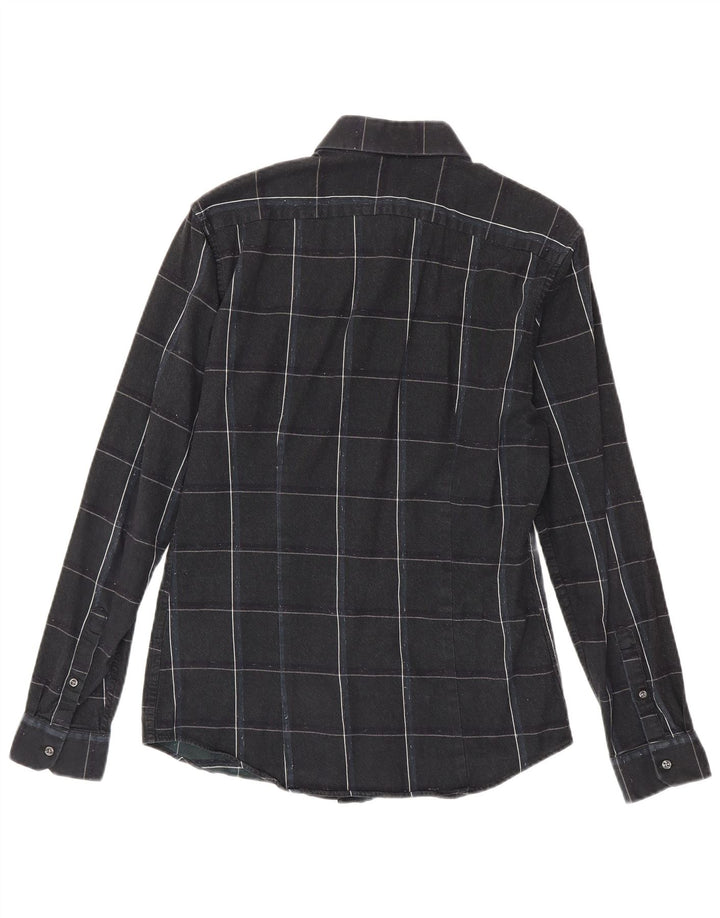 Reiss Herre Slim Fit Flanellskjorte Medium Sort Ternet Bomuld
