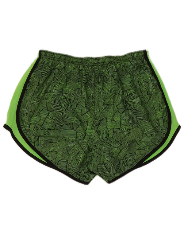 Nike Dame Dri Fit sportsshorts UK 14 Medium Green Geometrisk Polyester