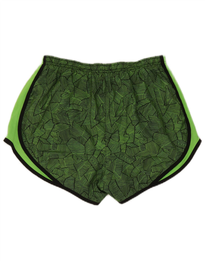 Nike Dame Dri Fit sportsshorts UK 14 Medium Green Geometrisk Polyester