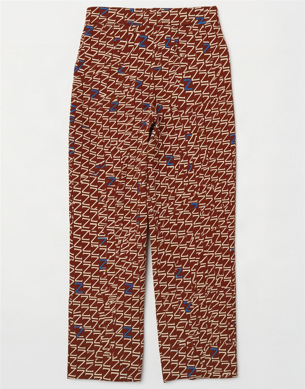Zara Graphic Straight Cropped Bukser Small W26 L25 Brun Polyester
