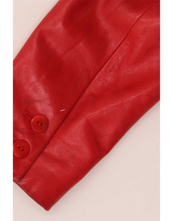 Marc Cain Dame 4-knaps læder blazerjakke US Small Red