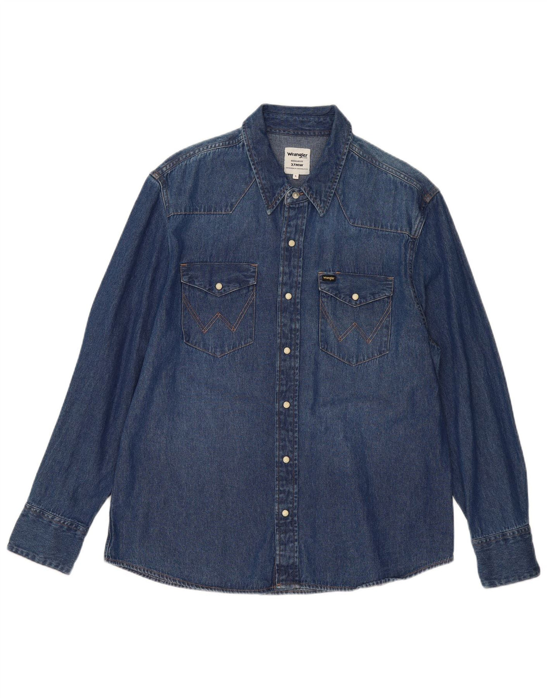 Wrangler Herre Regular Fit denimskjorte Stor blå bomuld