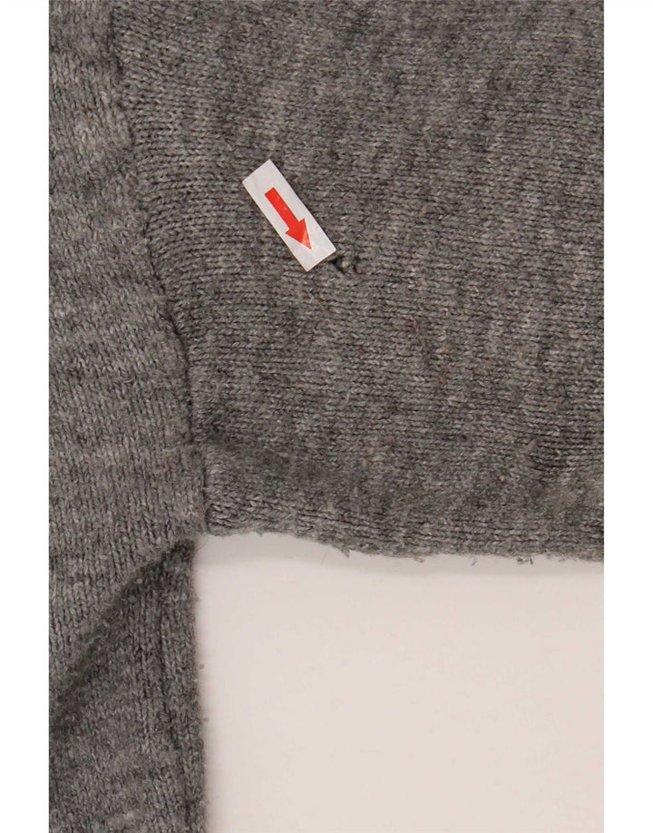 Zara Kvinders Oversized Cardigan Sweater UK 14 Medium Grey Flecked Acryl