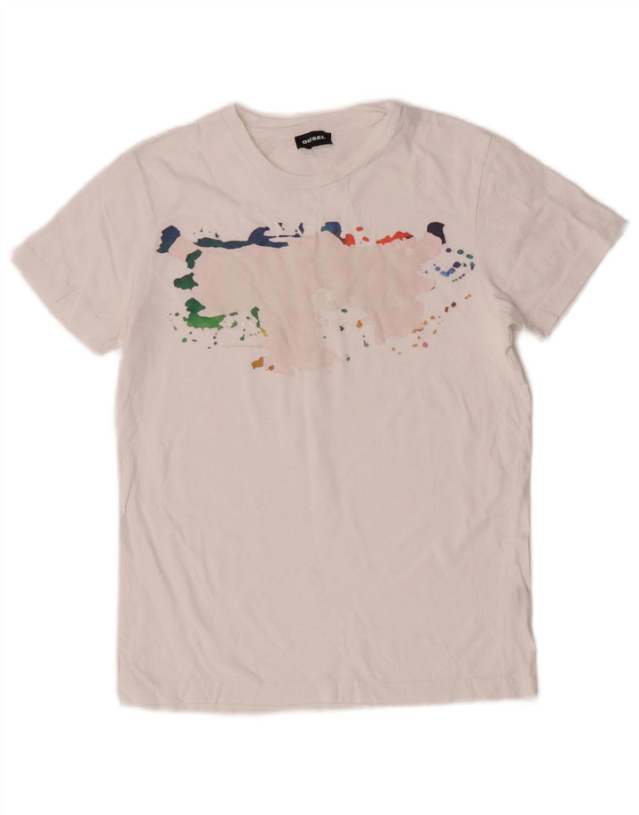 Diesel Drenge Grafisk T-Shirt Top 11-12 År Hvid