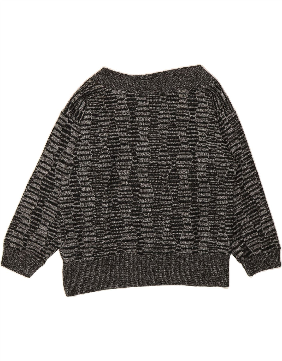 VINTAGE Womens Boat Neck Jumper Sweater UK 14 Medium Black Striped Vintage Vintage and Second-Hand Vintage from Messina Hembry 