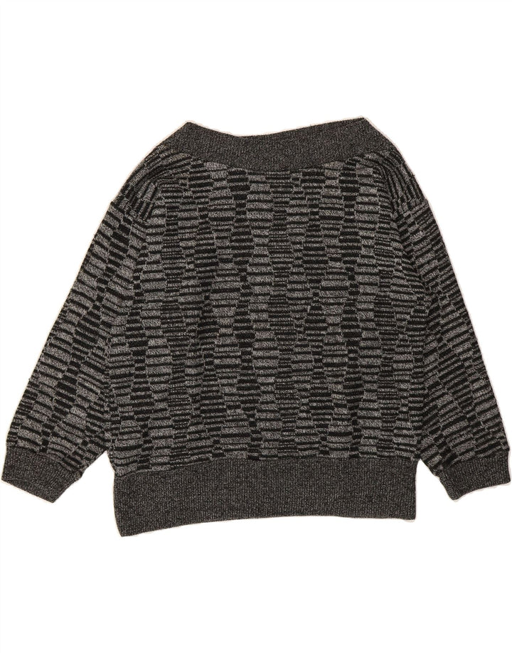 VINTAGE Womens Boat Neck Jumper Sweater UK 14 Medium Black Striped Vintage Vintage and Second-Hand Vintage from Messina Hembry 
