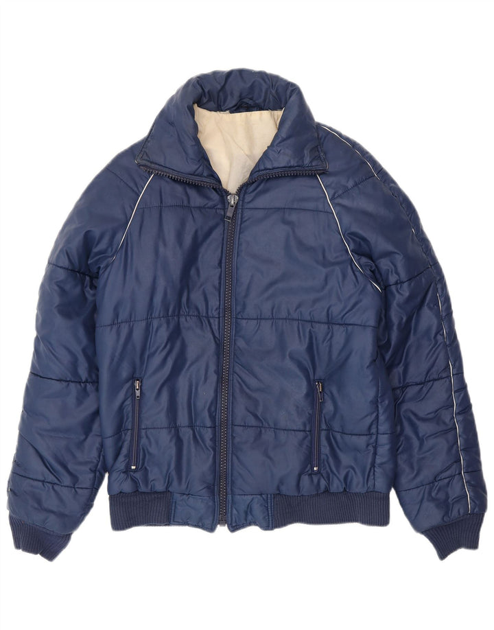 VINTAGE Herre Windbreaker Jacket UK 38 Medium Navy Blue Polyester