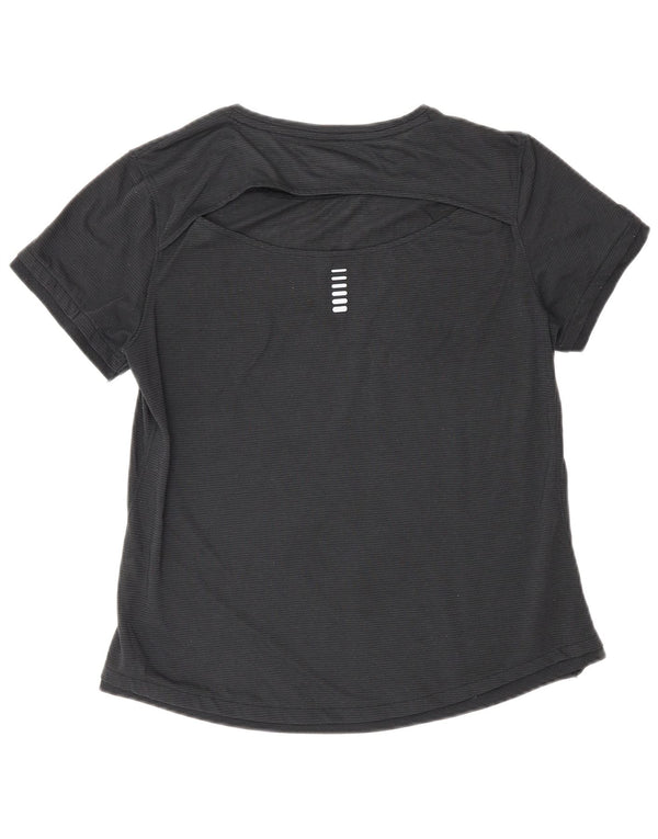 Under Armour Womens Heat Gear T-Shirt Top UK 12 Medium Black Pinstripe