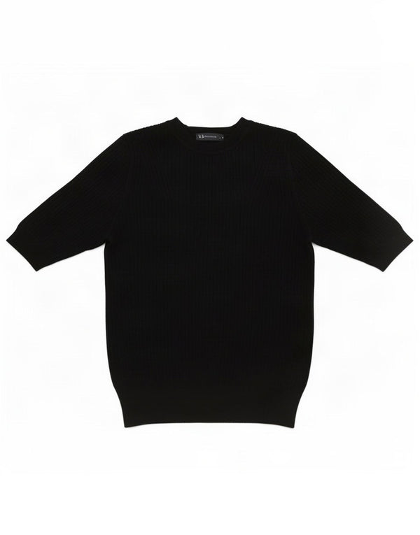 Marks & Spencer Womens Short Sleeve Crop Blouse Top UK 12 Medium Black